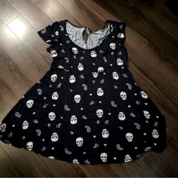 torrid Dresses & Skirts - Retired! Navy blue Paisley Skull skater dress